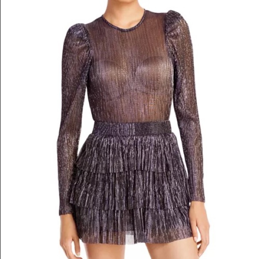 Sabina Musayev 
Monique Sheer Bodice Long Sleeve Mini Dress